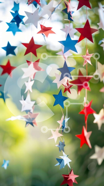 Intra Συλλεκτικό Ξύλινο Παζλ Plywood  4mm - Πατριωτικά χάρτινα αστέρια που κρέμονται σε εξωτερικούς χώρους Σε Ξύλινο Κουτί - Διαστάσεις Puzzle: 10x10 cm – 25 κομμάτια