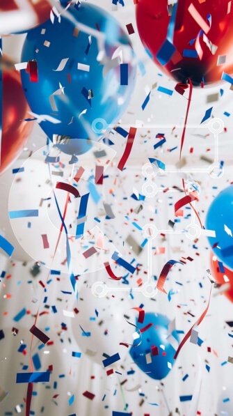 Intra Συλλεκτικό Ξύλινο Παζλ Plywood  4mm - Πολύχρωμα μπαλόνια και σερπαντίνες στον αέρα Σε Ξύλινο Κουτί - Διαστάσεις: 10x10 cm – 25 κομμάτια