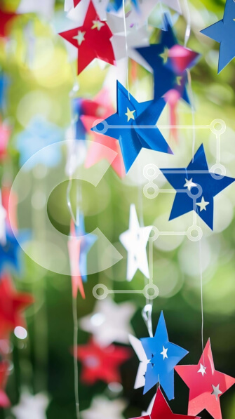 Intra Συλλεκτικό Ξύλινο Παζλ Plywood  4mm - Πολύχρωμα χάρτινα αστέρια και φανάρια που κρέμονται από κλαδιά δέντρων Σε Ξύλινο Κουτί - Διαστάσεις Puzzle: 10x10 cm – 25 κομμάτια