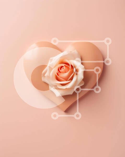 Intra Συλλεκτικό Ξύλινο Παζλ Plywood  4mm - Έννοια για την ημέρα του Αγίου Βαλεντίνου με ροζ ροζ καρδιά σε φόντο ροδάκινου Σε Ξύλινο Κουτί - Διαστάσεις: 10x10 cm – 25 κομμάτια