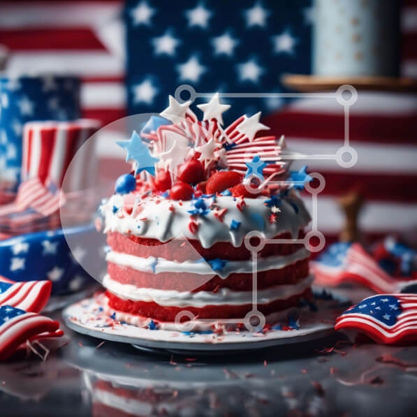 Σετ των 2 Intra Συλλεκτικό Ξύλινο Παζλ Plywood  4mm - Εορταστική τούρτα 4ης Ιουλίου Σε Ξύλινο Κουτί - Διαστάσεις: 10x10 cm – 25 κομμάτια