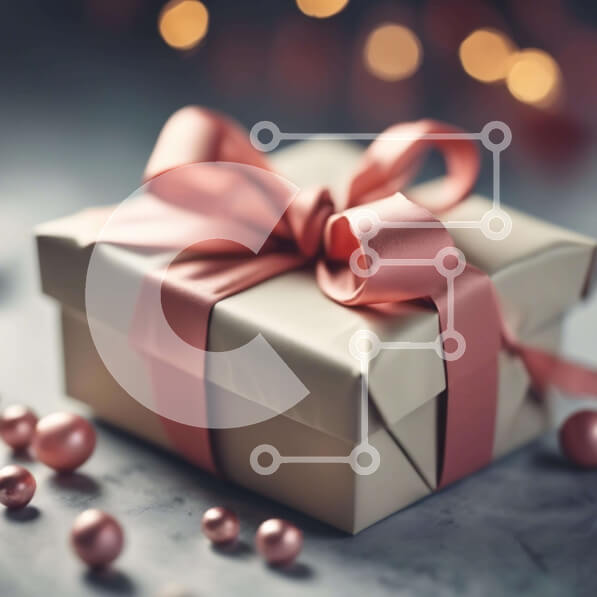 Intra Συλλεκτικό Ξύλινο Παζλ Plywood  4mm - Κουτί δώρου με ροζ κορδέλα και πέρλες σε κομψό μαρμάρινο τραπέζι Σε Ξύλινο Κουτί - Διαστάσεις: 10x10 cm – 25 κομμάτια