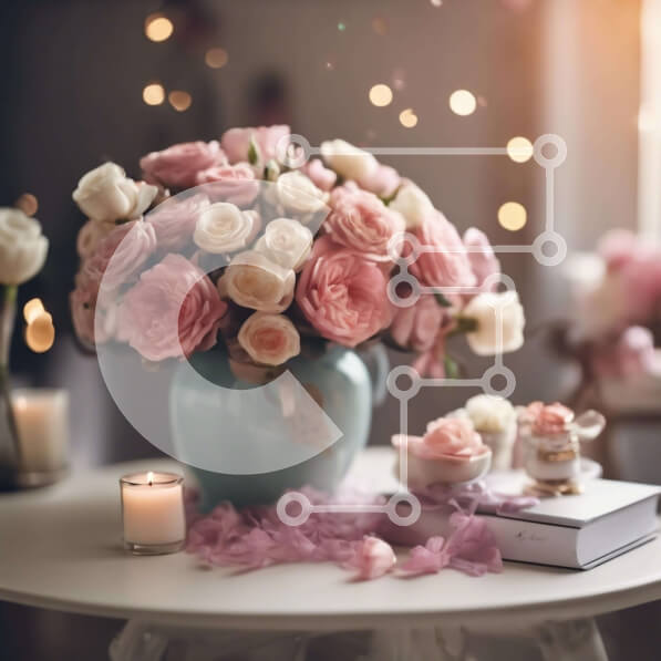 Intra Συλλεκτικό Ξύλινο Παζλ Plywood  4mm - Διακοσμημένο λευκό τραπέζι με βιβλία, κεριά και λουλούδια Σε Ξύλινο Κουτί - Διαστάσεις Puzzle: 10x10 cm – 25 κομμάτια