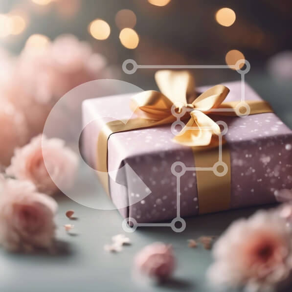 Intra Συλλεκτικό Ξύλινο Παζλ Plywood  4mm - Κομψό μωβ κουτί δώρου με τριαντάφυλλα και κομφετί Σε Ξύλινο Κουτί - Διαστάσεις: 10x10 cm – 25 κομμάτια