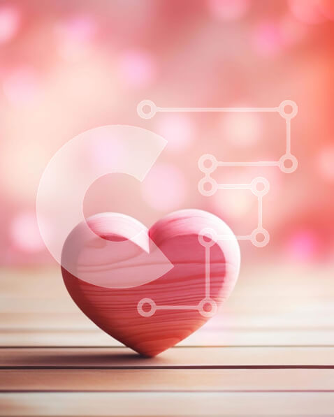 Intra Συλλεκτικό Ξύλινο Παζλ Plywood  4mm - Ξύλινο αντικείμενο σε σχήμα καρδιάς στο τραπέζι με ροζ φόντο Bokeh Σε Ξύλινο Κουτί - Διαστάσεις Puzzle: 10x10 cm – 25 κομμάτια