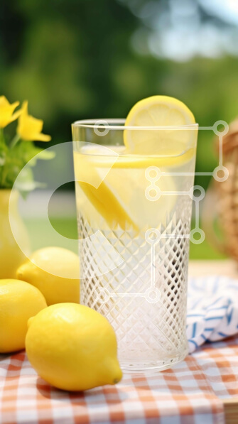 Intra Συλλεκτικό Ξύλινο Παζλ Plywood  4mm - Ποτήρι νερό με λεμόνι με φρέσκα λεμόνια και λουλούδια Σε Ξύλινο Κουτί - Διαστάσεις: 10x10 cm – 25 κομμάτια