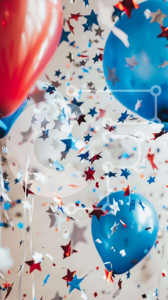 Intra Συλλεκτικό Ξύλινο Παζλ Plywood  4mm - Πολύχρωμα μπαλόνια και κομφετί σε σχήμα αστεριού στη γιορτή Σε Ξύλινο Κουτί - Διαστάσεις: 10x10 cm – 25 κομμάτια