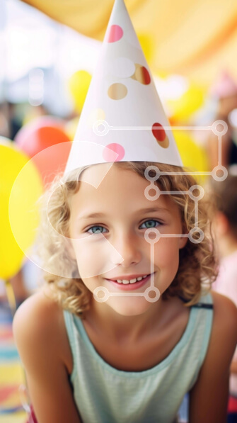 Intra Συλλεκτικό Ξύλινο Παζλ Plywood  4mm - Χαρούμενο νεαρό κορίτσι με τα μπαλόνια Σε Ξύλινο Κουτί - Διαστάσεις Puzzle: 10x10 cm – 25 κομμάτια