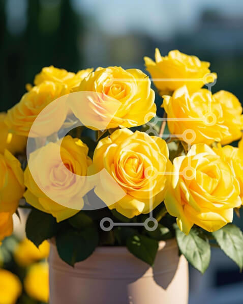 Σετ των 2 Intra Συλλεκτικό Ξύλινο Παζλ Plywood  4mm - Πολύχρωμη φλοράλ σύνθεση με κίτρινα τριαντάφυλλα και διάφορα λουλούδια Σε Ξύλινο Κουτί - Διαστάσεις: 10x10 cm – 25 κομμάτια