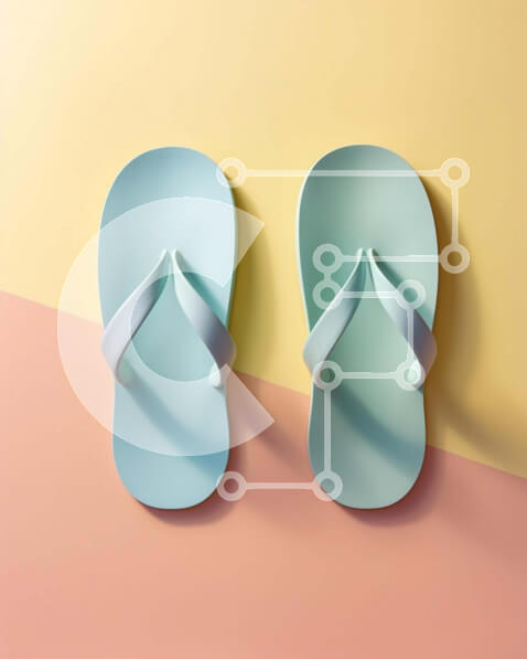 Intra Συλλεκτικό Ξύλινο Παζλ Plywood  4mm - Κομψές μπλε σαγιονάρες σε πολύχρωμο φόντο Σε Ξύλινο Κουτί - Διαστάσεις Puzzle: 10x10 cm – 25 κομμάτια