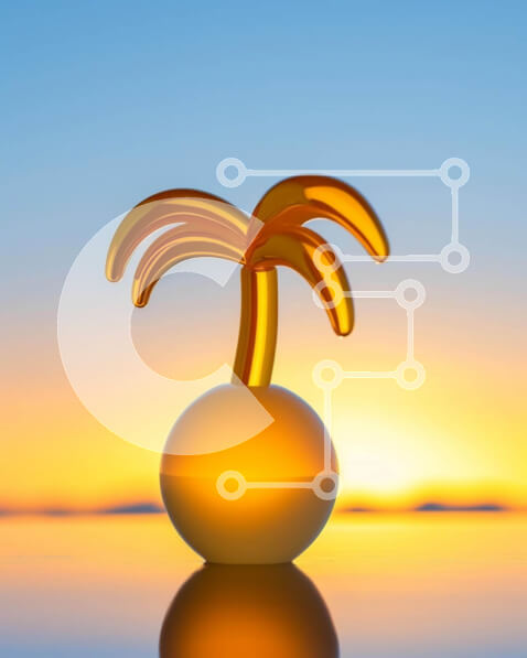 Intra Συλλεκτικό Ξύλινο Παζλ Plywood  4mm - Γλυπτό φοίνικα σε πορτοκαλί σχήμα μπάλας ενάντια στο ηλιοβασίλεμα Σε Ξύλινο Κουτί - Διαστάσεις: 10x10 cm – 25 κομμάτια