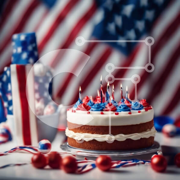 Intra Συλλεκτικό Ξύλινο Παζλ Plywood  4mm - Τούρτα αμερικανικής σημαίας για τον εορτασμό της 4ης Ιουλίου Σε Ξύλινο Κουτί - Διαστάσεις: 10x10 cm – 25 κομμάτια