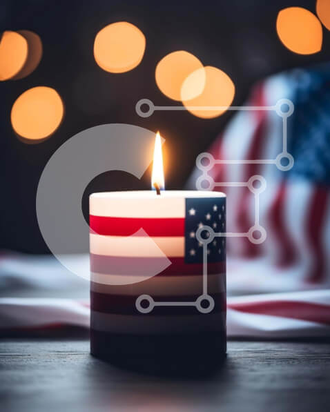 Intra Συλλεκτικό Ξύλινο Παζλ Plywood  4mm - Πατριωτικό κερί με αμερικανική σημαία Σε Ξύλινο Κουτί - Διαστάσεις: 10x10 cm – 25 κομμάτια