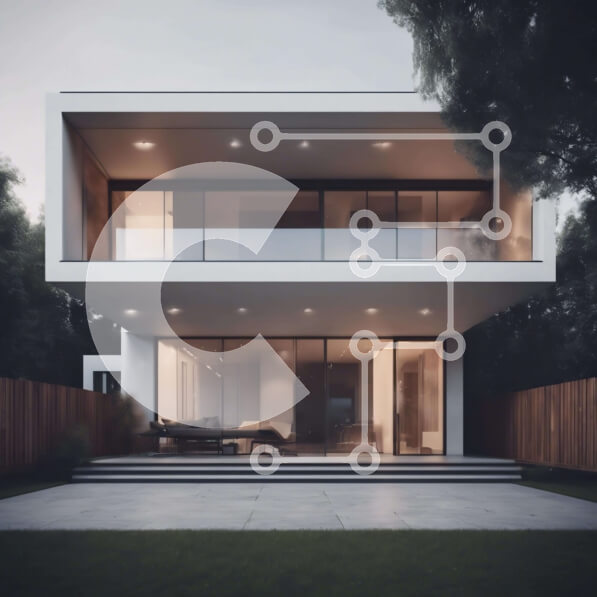 Intra Συλλεκτικό Ξύλινο Παζλ Plywood  4mm - Μοντέρνο σύγχρονο σπίτι με ανοιχτή διάταξη και μεγάλα παράθυρα Σε Ξύλινο Κουτί - Διαστάσεις Puzzle: 10x10 cm – 25 κομμάτια