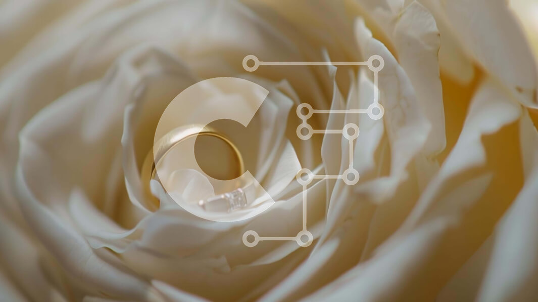 Intra Συλλεκτικό Ξύλινο Παζλ Plywood  4mm - Χρυσή βέρα σε λευκό ροζ λουλούδι Σε Ξύλινο Κουτί - Διαστάσεις Puzzle: 10x10 cm – 25 κομμάτια