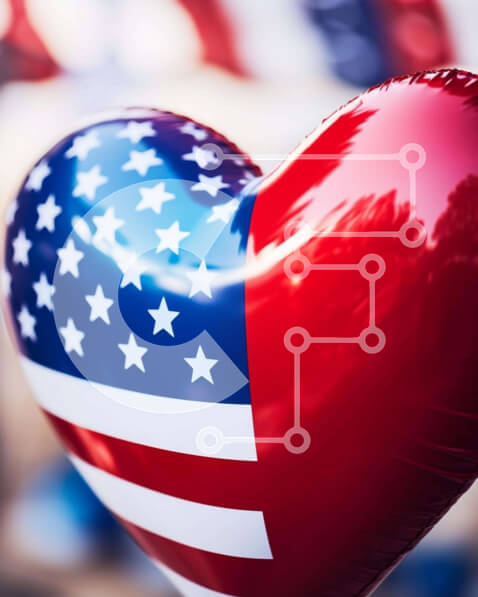 Intra Συλλεκτικό Ξύλινο Παζλ Plywood  4mm - Κόκκινο, λευκό και μπλε μπαλόνι σε σχήμα καρδιάς Σε Ξύλινο Κουτί - Διαστάσεις: 10x10 cm – 25 κομμάτια