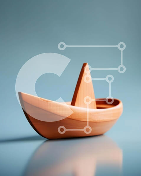 Intra Συλλεκτικό Ξύλινο Παζλ Plywood  4mm - Μικρή ξύλινη βάρκα σε μπλε φόντο Σε Ξύλινο Κουτί - Διαστάσεις: 10x10 cm – 25 κομμάτια