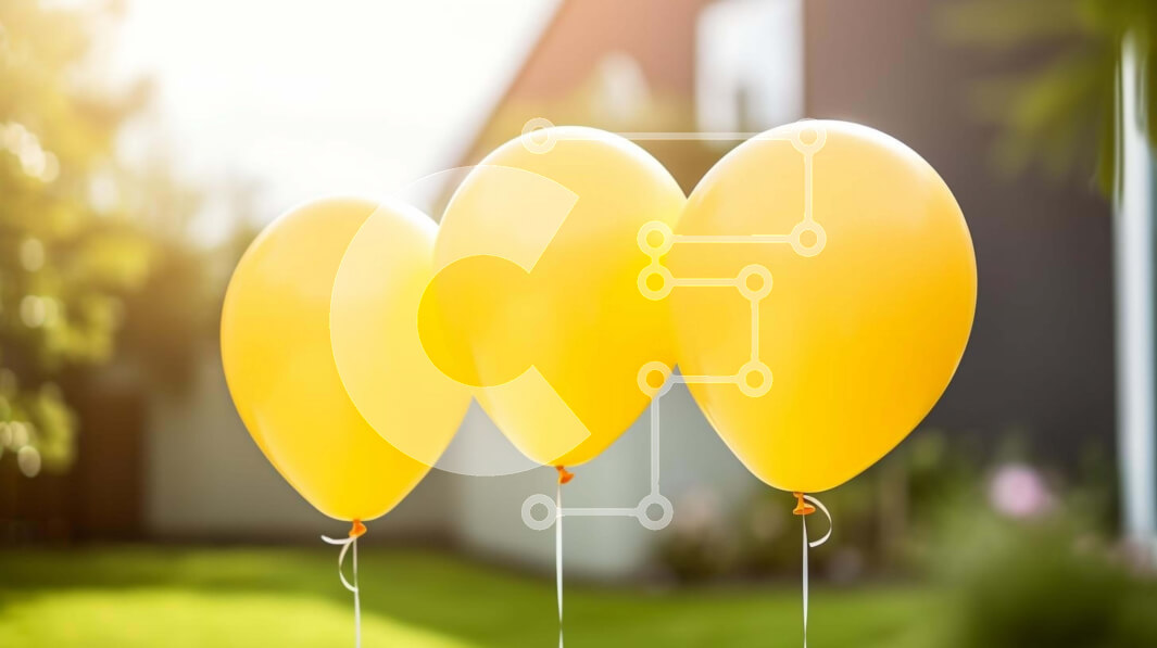 Intra Συλλεκτικό Ξύλινο Παζλ Plywood  4mm - Τρία κίτρινα μπαλόνια δεμένα μαζί Σε Ξύλινο Κουτί - Διαστάσεις Puzzle: 10x10 cm – 25 κομμάτια