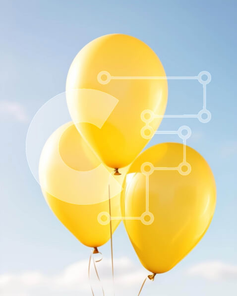 Intra Συλλεκτικό Ξύλινο Παζλ Plywood  4mm - Τρία κίτρινα μπαλόνια που επιπλέουν στον αέρα Σε Ξύλινο Κουτί - Διαστάσεις: 10x10 cm – 25 κομμάτια