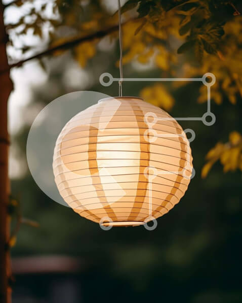 Intra Συλλεκτικό Ξύλινο Παζλ Plywood  4mm - Φανάρι από λευκό χαρτί που κρέμεται από το δέντρο Σε Ξύλινο Κουτί - Διαστάσεις Puzzle: 10x10 cm – 25 κομμάτια