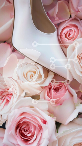 Intra Συλλεκτικό Ξύλινο Παζλ Plywood  4mm - Λευκά ψηλοτάκουνα παπούτσια με ροζ και λευκά τριαντάφυλλα Σε Ξύλινο Κουτί - Διαστάσεις Puzzle: 10x10 cm – 25 κομμάτια