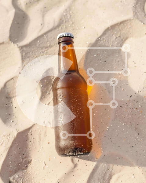 Intra Συλλεκτικό Ξύλινο Παζλ Plywood  4mm - Παγωμένο μπουκάλι μπύρας στην άμμο Σε Ξύλινο Κουτί - Διαστάσεις: 10x10 cm – 25 κομμάτια