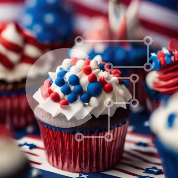 Σετ των 2 Intra Συλλεκτικό Ξύλινο Παζλ Plywood  4mm - Πολύχρωμα cupcakes με πατριωτικά στολίδια Σε Ξύλινο Κουτί - Διαστάσεις: 10x10 cm – 25 κομμάτια