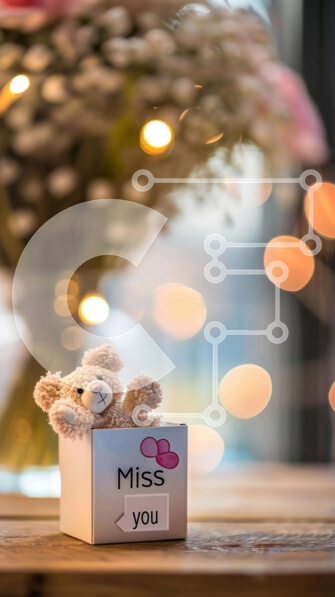 Intra Συλλεκτικό Ξύλινο Παζλ Plywood  4mm - Αρκουδάκι σε κουτί με μήνυμα "Miss You" και λουλούδια Σε Ξύλινο Κουτί - Διαστάσεις: 10x10 cm – 25 κομμάτια