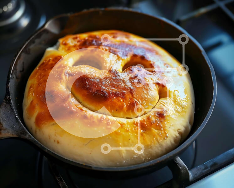 Σετ των 2 Intra Συλλεκτικό Ξύλινο Παζλ Plywood  4mm - Μαγειρεύοντας ψωμί Smiley Face σε σιδερένιο τηγάνι Σε Ξύλινο Κουτί - Διαστάσεις: 10x10 cm – 25 κομμάτια