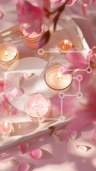 Intra Συλλεκτικό Ξύλινο Παζλ Plywood  4mm - Δίσκος με κεριά και ροζ πέταλα Σε Ξύλινο Κουτί - Διαστάσεις Puzzle: 10x10 cm – 25 κομμάτια