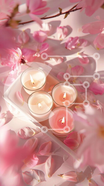 Σετ των 2 Intra Συλλεκτικό Ξύλινο Παζλ Plywood  4mm - Κεριά στα ροζ άνθη κερασιάς Σε Ξύλινο Κουτί - Διαστάσεις: 10x10 cm – 25 κομμάτια