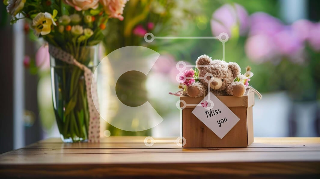 Intra Συλλεκτικό Ξύλινο Παζλ Plywood  4mm - Συγκινητικό δώρο: Ξύλινο κουτί με λουλούδια και αρκουδάκια Σε Ξύλινο Κουτί - Διαστάσεις: 10x10 cm – 25 κομμάτια