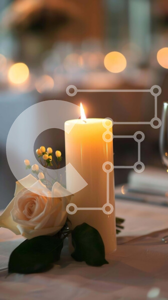 Intra Συλλεκτικό Ξύλινο Παζλ Plywood  4mm - Λευκό τραπέζι με κηροπήγια και λουλούδια Σε Ξύλινο Κουτί - Διαστάσεις Puzzle: 10x10 cm – 25 κομμάτια