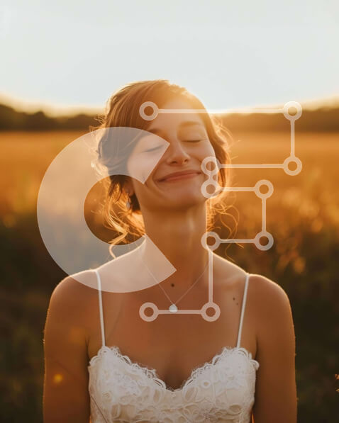 Intra Συλλεκτικό Ξύλινο Παζλ Plywood  4mm - Όμορφη γυναίκα που χαμογελά στο ανοιχτό πεδίο Σε Ξύλινο Κουτί - Διαστάσεις Puzzle: 10x10 cm – 25 κομμάτια