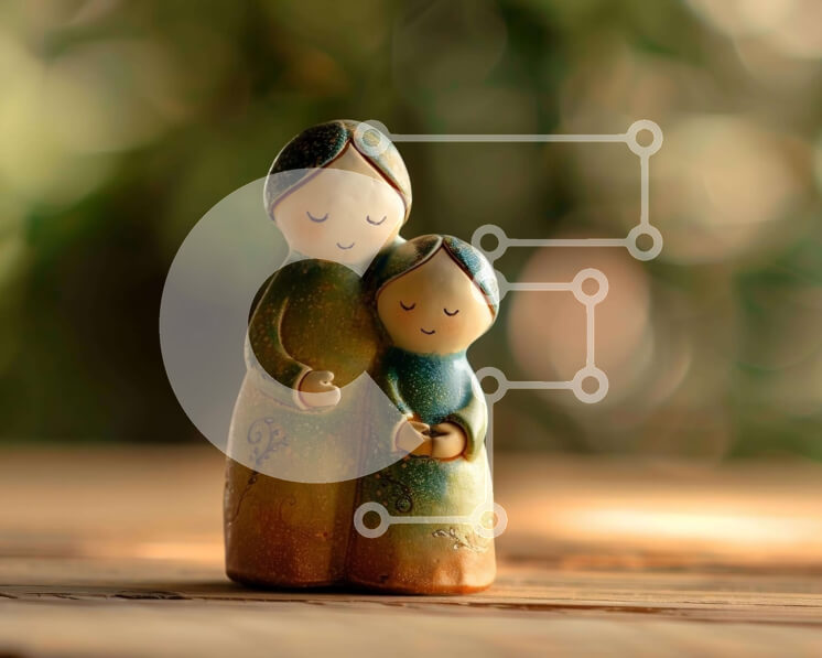 Intra Συλλεκτικό Ξύλινο Παζλ Plywood  4mm - Συναισθηματικό ειδώλιο δύο ανθρώπων που αγκαλιάζονται Σε Ξύλινο Κουτί - Διαστάσεις Puzzle: 10x10 cm – 25 κομμάτια