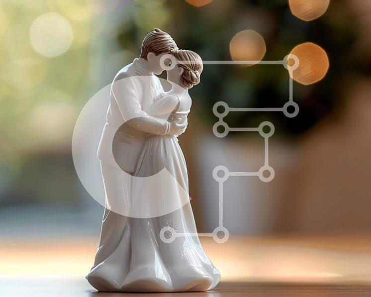 Intra Συλλεκτικό Ξύλινο Παζλ Plywood  4mm - Ειδώλιο ζευγαριού σε ξύλινο τραπέζι Σε Ξύλινο Κουτί - Διαστάσεις Puzzle: 10x10 cm – 25 κομμάτια