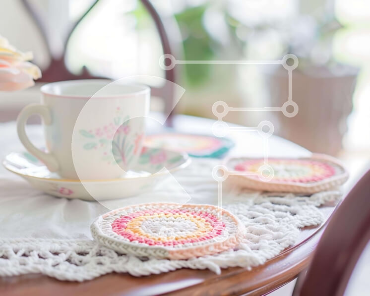 Intra Συλλεκτικό Ξύλινο Παζλ Plywood  4mm - Ρύθμιση τραπεζιού με φλιτζάνι, πιατάκι, σουβέρ και πετσετάκι Σε Ξύλινο Κουτί - Διαστάσεις Puzzle: 10x10 cm – 25 κομμάτια