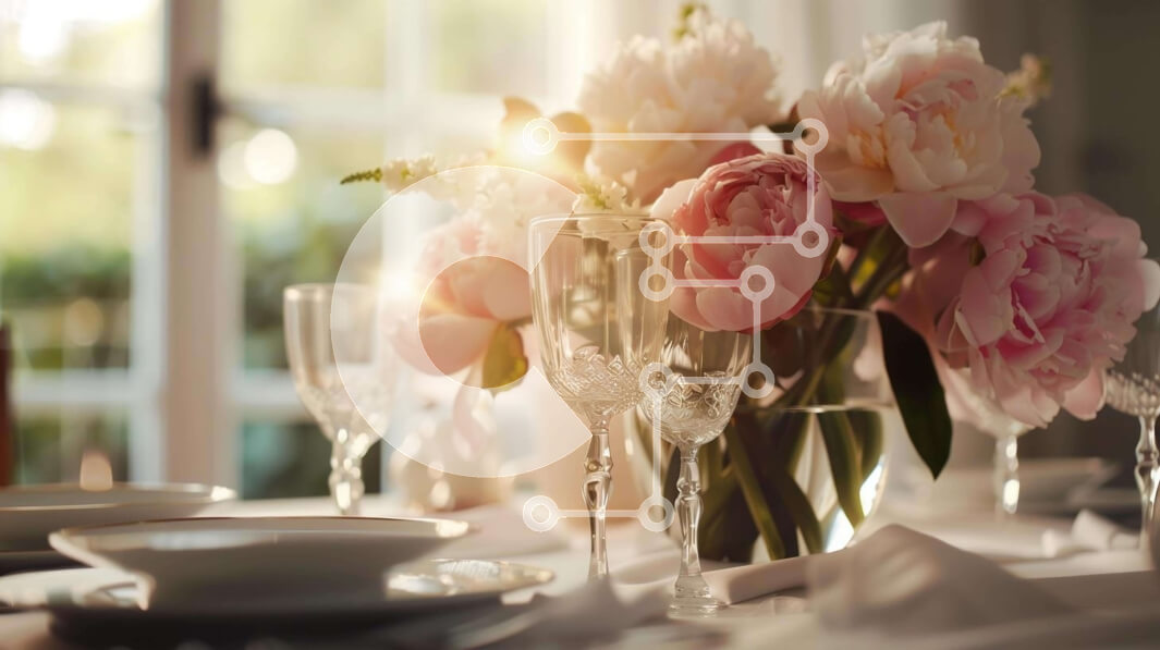 Σετ των 2 Intra Συλλεκτικό Ξύλινο Παζλ Plywood  4mm - Κομψό σετ τραπεζαρίας με ροζ λουλούδια Σε Ξύλινο Κουτί - Διαστάσεις: 10x10 cm – 25 κομμάτια