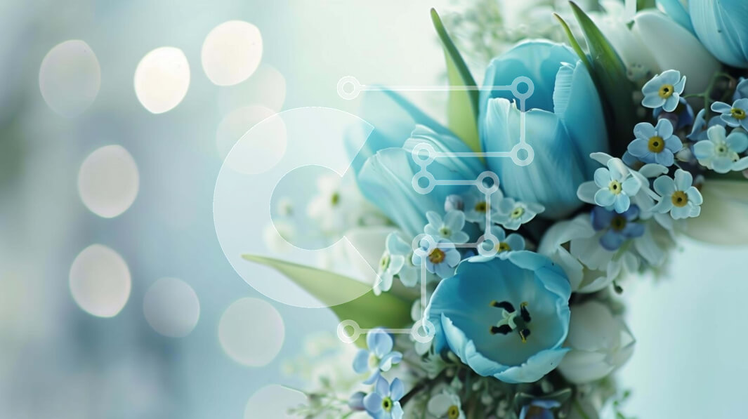 Intra Συλλεκτικό Ξύλινο Παζλ Plywood  4mm - Μπουκέτο λουλουδιού μπλε και άσπρο σε σχήμα καμάρας Σε Ξύλινο Κουτί - Διαστάσεις Puzzle: 10x10 cm – 25 κομμάτια