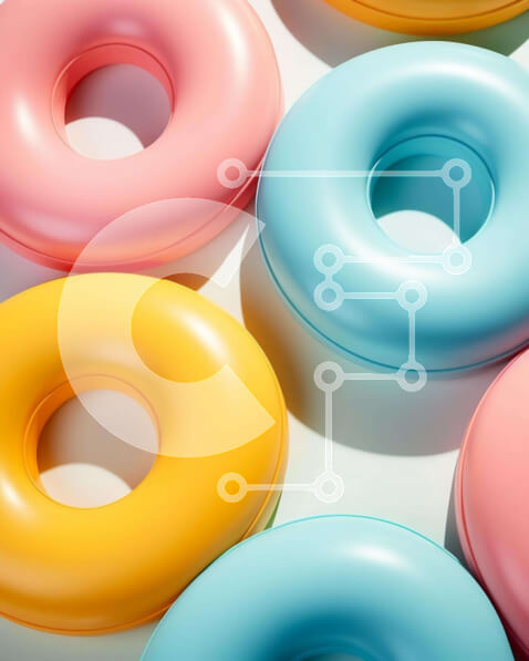 Σετ των 2 Intra Συλλεκτικό Ξύλινο Παζλ Plywood  4mm - Πολύχρωμα πλαστικά ντόνατς Σε Ξύλινο Κουτί - Διαστάσεις: 10x10 cm – 25 κομμάτια