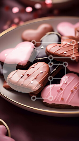 Intra Συλλεκτικό Ξύλινο Παζλ Plywood  4mm - Μπισκότα σε σχήμα καρδιάς σε ένα πιάτο Σε Ξύλινο Κουτί - Διαστάσεις: 10x10 cm – 25 κομμάτια