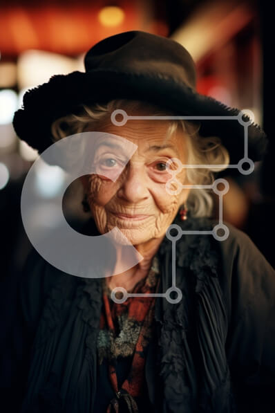 Intra Συλλεκτικό Ξύλινο Παζλ Plywood  4mm - Ηλικιωμένη γυναίκα που ποζάρει στο σπίτι Σε Ξύλινο Κουτί - Διαστάσεις Puzzle: 10x10 cm – 25 κομμάτια