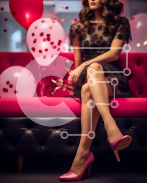 Intra Συλλεκτικό Ξύλινο Παζλ Plywood  4mm - Γιορτή με μια κομψή γυναίκα σε έναν πορτοκαλί καναπέ Σε Ξύλινο Κουτί - Διαστάσεις Puzzle: 10x10 cm – 25 κομμάτια