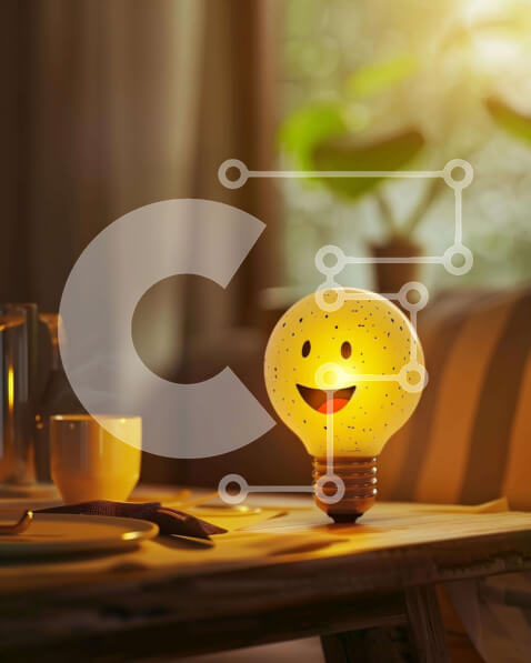 Intra Συλλεκτικό Ξύλινο Παζλ Plywood  4mm - Λάμπα Smiley-Face στο τραπέζι με φλιτζάνια και σκεύη Σε Ξύλινο Κουτί - Διαστάσεις: 10x10 cm – 25 κομμάτια