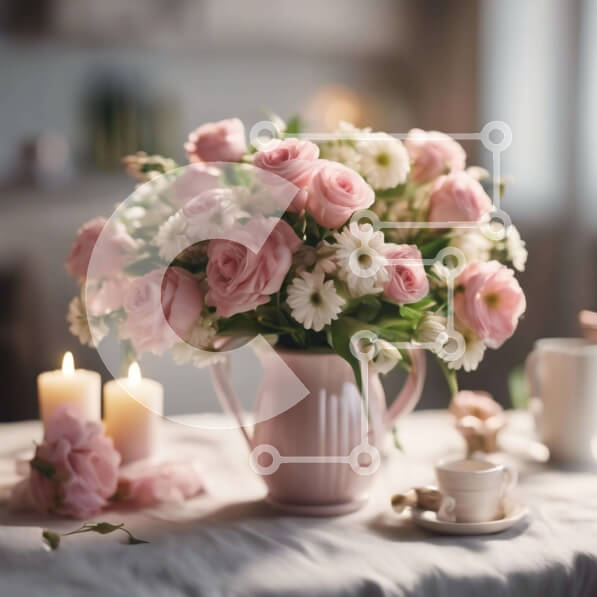 Σετ των 2 Intra Συλλεκτικό Ξύλινο Παζλ Plywood  4mm - Κομψό και ρομαντικό φλοράλ τραπέζι με κεριά και μαχαιροπίρουνα Σε Ξύλινο Κουτί - Διαστάσεις: 10x10 cm – 25 κομμάτια