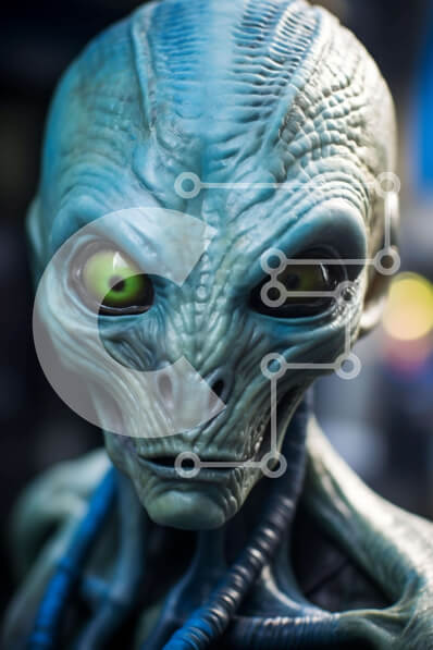 Intra Συλλεκτικό Ξύλινο Παζλ Plywood  4mm - Εξωγήινη φιγούρα με πράσινα μάτια Σε Ξύλινο Κουτί - Διαστάσεις Puzzle: 10x10 cm – 25 κομμάτια