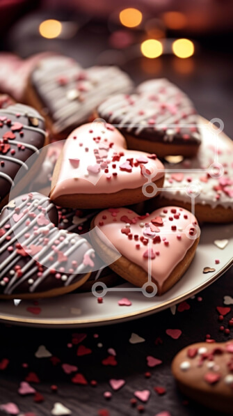 Intra Συλλεκτικό Ξύλινο Παζλ Plywood  4mm - Γιορτινά μπισκότα του Αγίου Βαλεντίνου με κόκκινα και λευκά πασπάλισμα Σε Ξύλινο Κουτί - Διαστάσεις: 10x10 cm – 25 κομμάτια