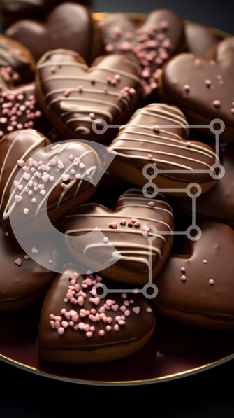 Intra Συλλεκτικό Ξύλινο Παζλ Plywood  4mm - Πιάτο σοκολατένια μπισκότα σε σχήμα καρδιάς με ροζ και λευκά πασπαλίσματα Σε Ξύλινο Κουτί - Διαστάσεις: 10x10 cm – 25 κομμάτια