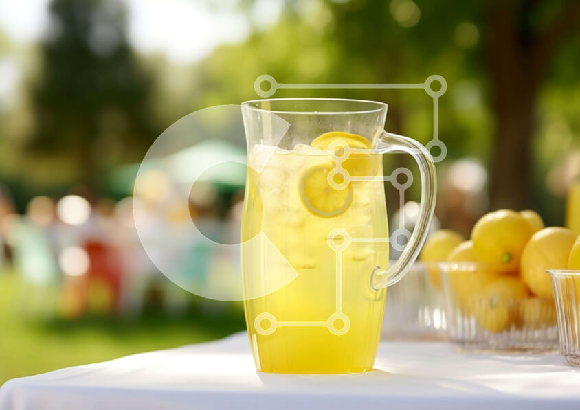 Σετ των 2 Intra Συλλεκτικό Ξύλινο Παζλ Plywood  4mm - Δροσιστική σκηνή λεμονάδας σε εξωτερικούς χώρους Σε Ξύλινο Κουτί - Διαστάσεις: 10x10 cm – 25 κομμάτια