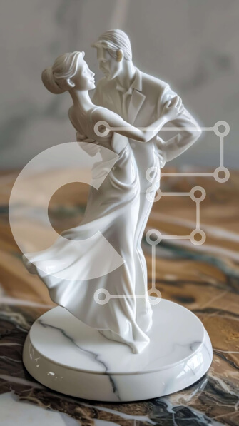 Intra Συλλεκτικό Ξύλινο Παζλ Plywood  4mm - Λευκό ειδώλιο δύο ατόμων που χορεύουν στο μαρμάρινο τραπέζι Σε Ξύλινο Κουτί - Διαστάσεις Puzzle: 10x10 cm – 25 κομμάτια